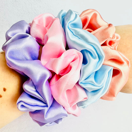 Pastel Satin Scrunchies