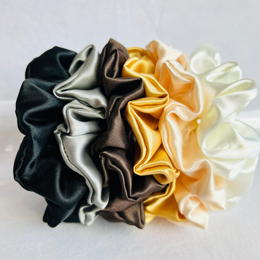 Neutral Satin Scrunchies