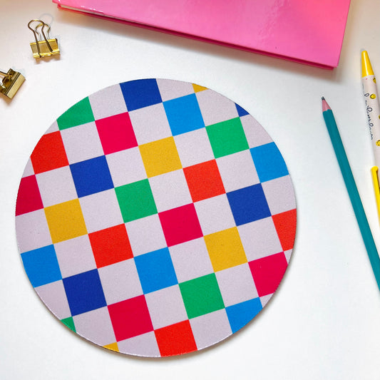 Colourful Checkered Mouse Pad