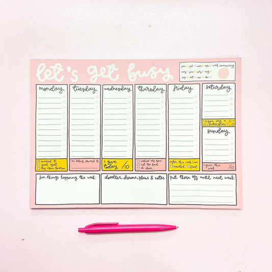 A4 Notepad - Weekly Planner - Let's Get Busy