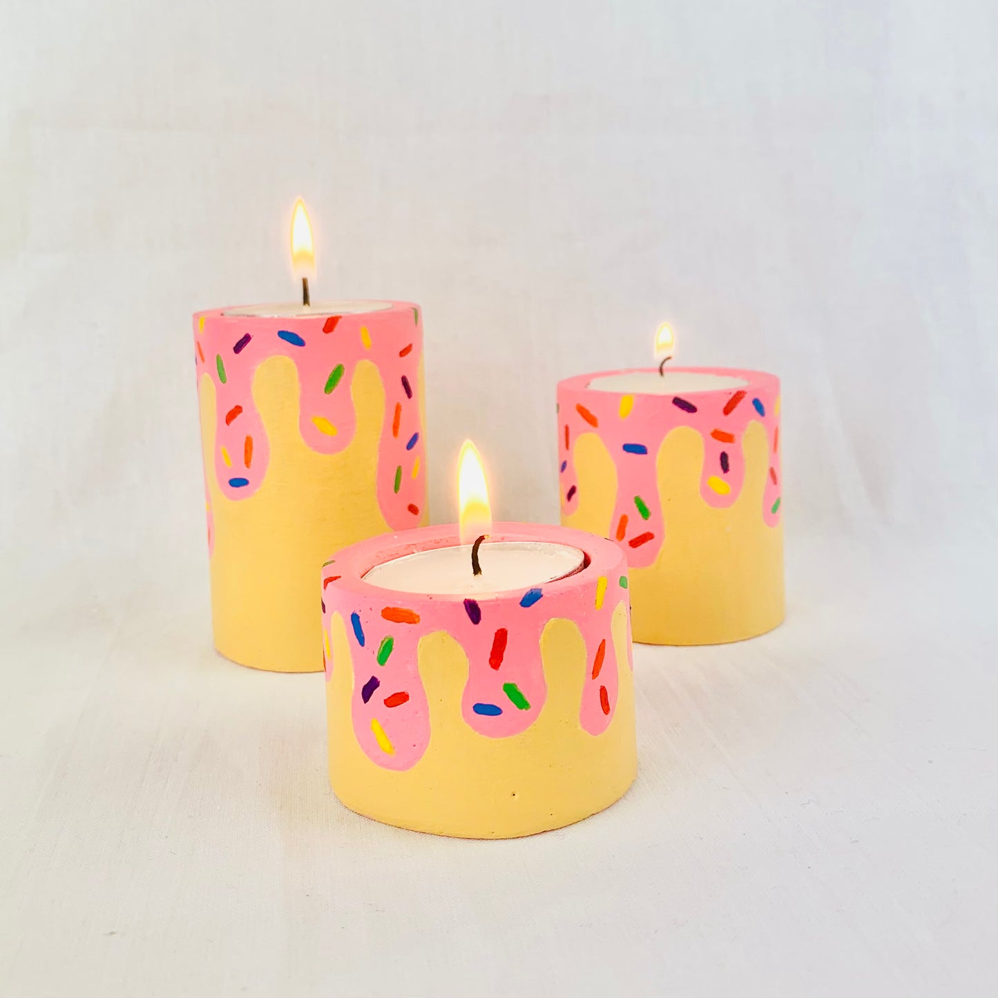 Donut Inspired Hand Painted Tea Light Holders, Candle Accessory Gift