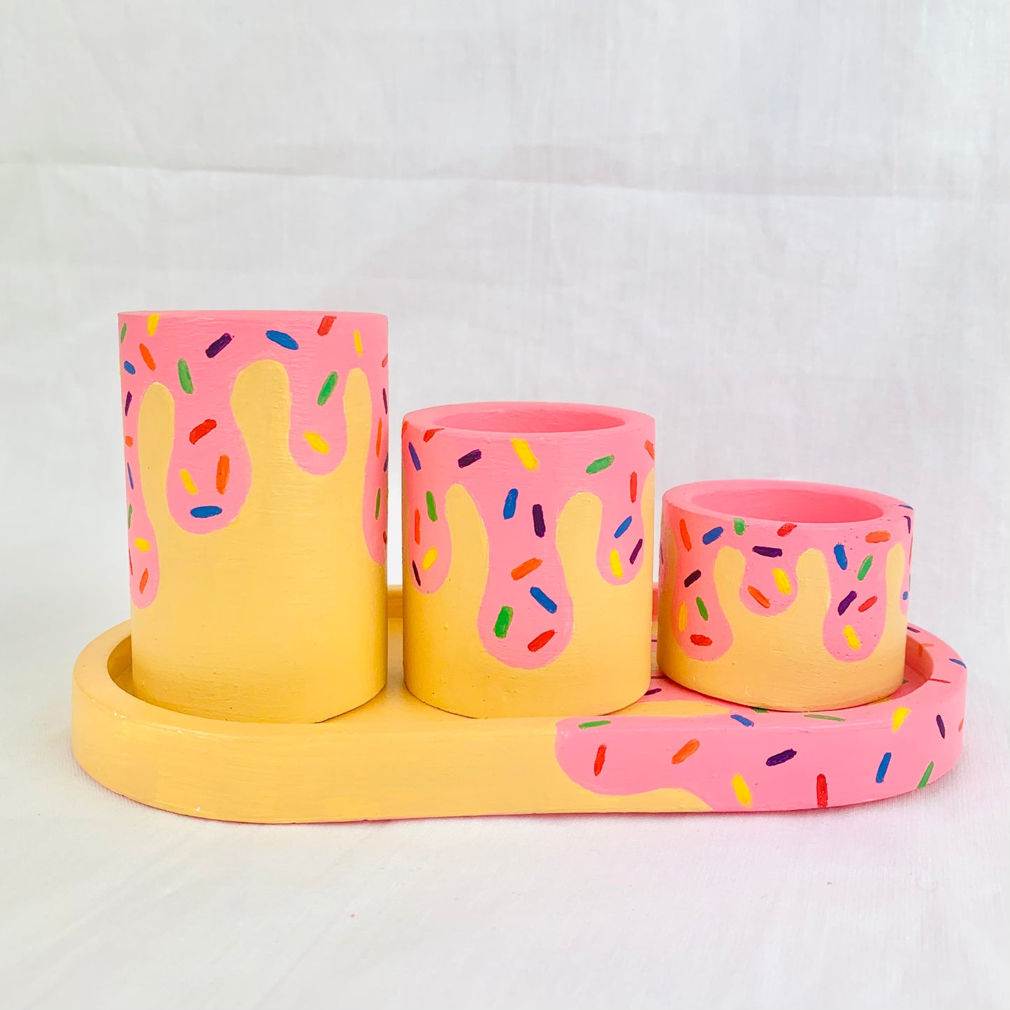 Donut Inspired Hand Painted Tea Light Holders, Candle Accessory Gift