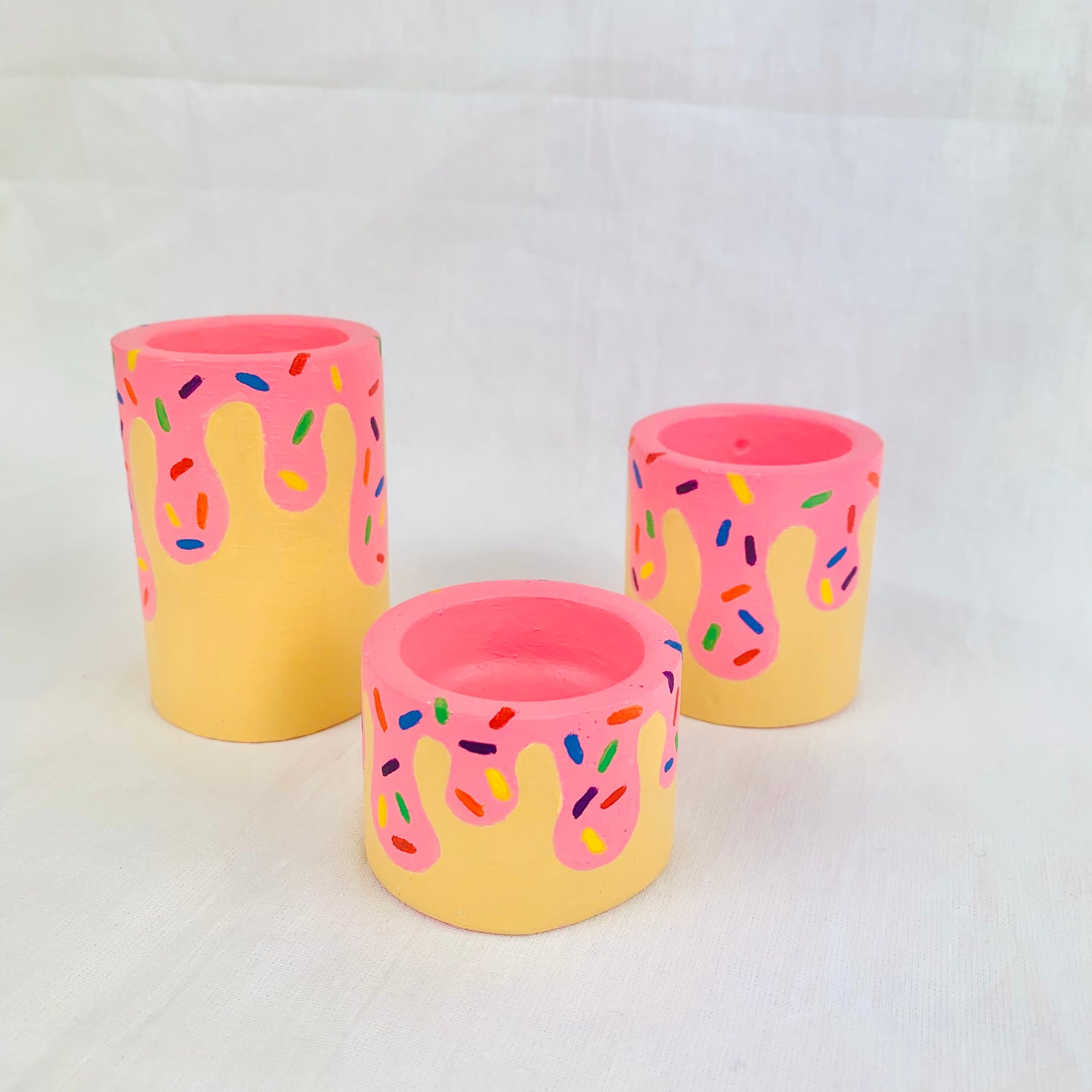 Donut Inspired Hand Painted Tea Light Holders, Candle Accessory Gift